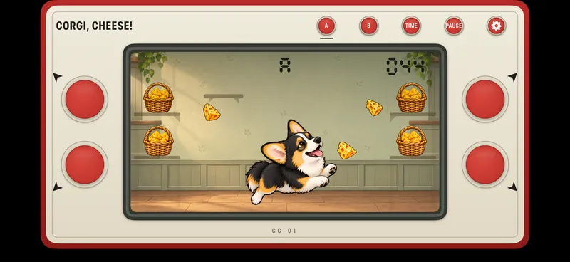 Game A in play: the LCD shows mode A, three baskets are active and Sherlock waits at the lower right.