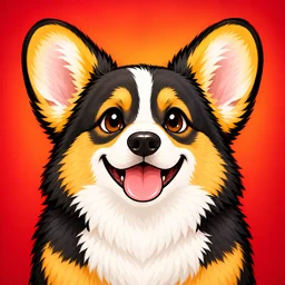 Corgi, Cheese! app icon: Sherlock the tricolor corgi on a red background